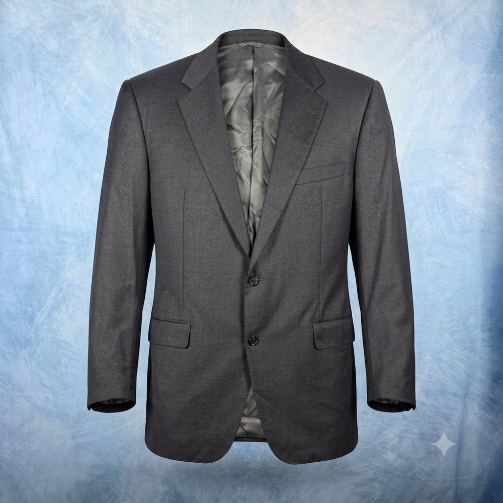 Hickey Freeman Mens Charcoal Gray Worsted Wool Blazer Sport Coat USA Made 44R